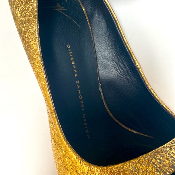 Giuseppe Zanotti Gold Alien/Warby Cristallo Heels Gold Glamour Metallic Pumps - Picture 7 of 16